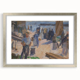 Modern Coastal Scene - Abstract Impressionist Art Print of Seaside Life