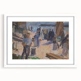 Modern Coastal Scene - Abstract Impressionist Art Print of Seaside Life