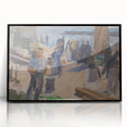 Modern Coastal Scene - Abstract Impressionist Art Print of Seaside Life