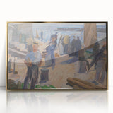 Modern Coastal Scene - Abstract Impressionist Art Print of Seaside Life