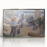 Modern Coastal Scene - Abstract Impressionist Art Print of Seaside Life