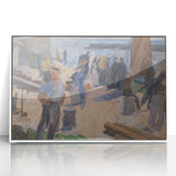 Modern Coastal Scene - Abstract Impressionist Art Print of Seaside Life