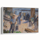Modern Coastal Scene - Abstract Impressionist Art Print of Seaside Life