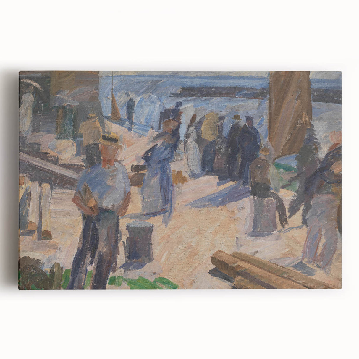 Modern Coastal Scene - Abstract Impressionist Art Print of Seaside Life