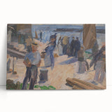 Modern Coastal Scene - Abstract Impressionist Art Print of Seaside Life