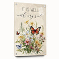 Inspirational Floral Typography Art - "It Is Well" Canvas Print