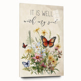 Inspirational Floral Typography Art - "It Is Well" Canvas Print