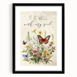 Inspirational Floral Typography Art - "It Is Well" Canvas Print