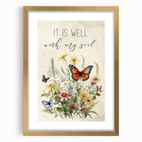 Inspirational Floral Typography Art - "It Is Well" Canvas Print