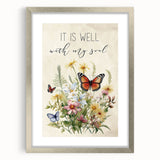 Inspirational Floral Typography Art - "It Is Well" Canvas Print