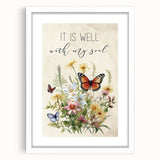 Inspirational Floral Typography Art - "It Is Well" Canvas Print