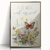 Inspirational Floral Typography Art - "It Is Well" Canvas Print