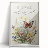Inspirational Floral Typography Art - "It Is Well" Canvas Print