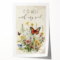 Inspirational Floral Typography Art - "It Is Well" Canvas Print