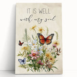 Inspirational Floral Typography Art - "It Is Well" Canvas Print