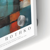 Large abstract wall art in vibrant red and orange tones on acrylic glass.
