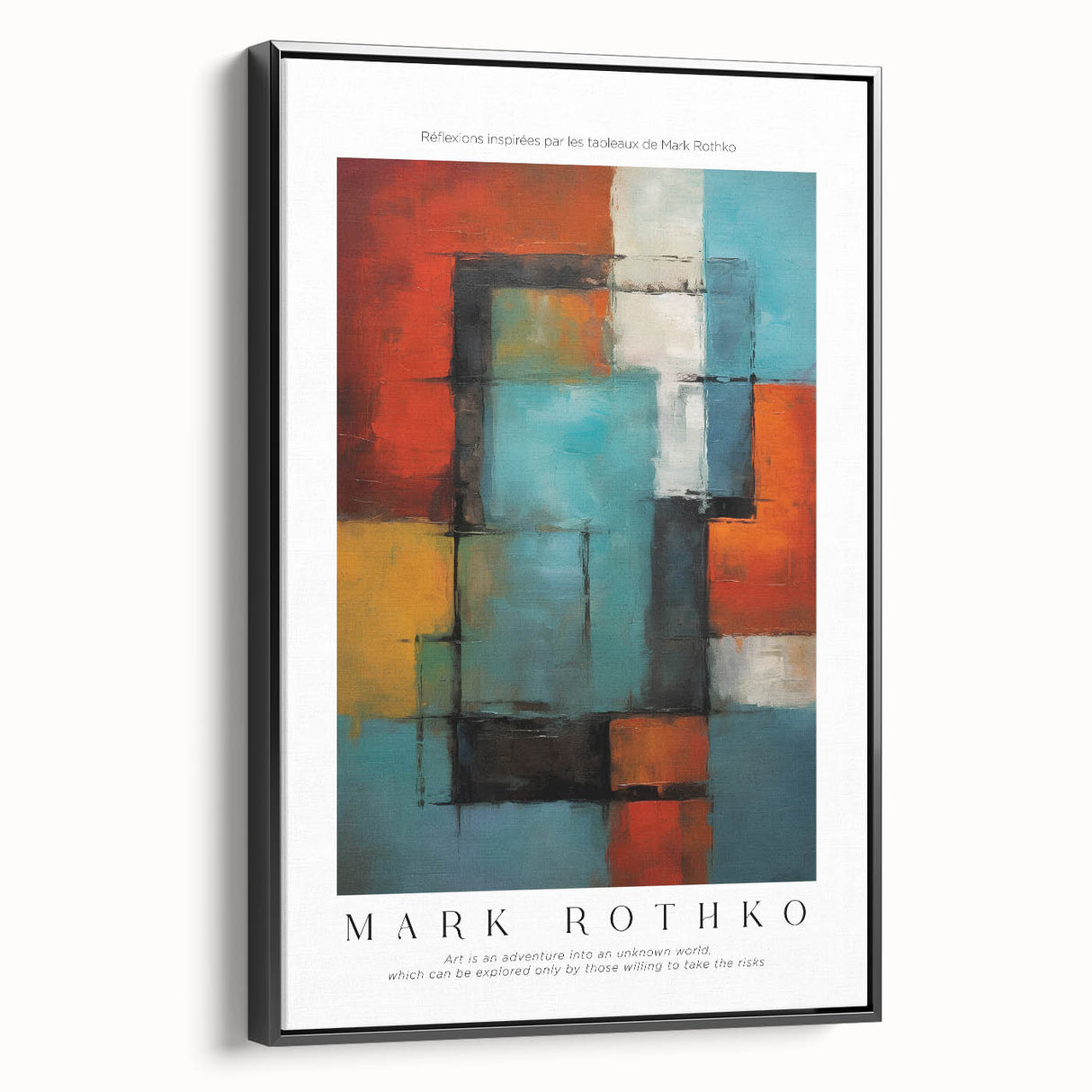 Black and white landscape painting on framed canvas, depicting a serene natural scene, ideal for bedroom wall decor.