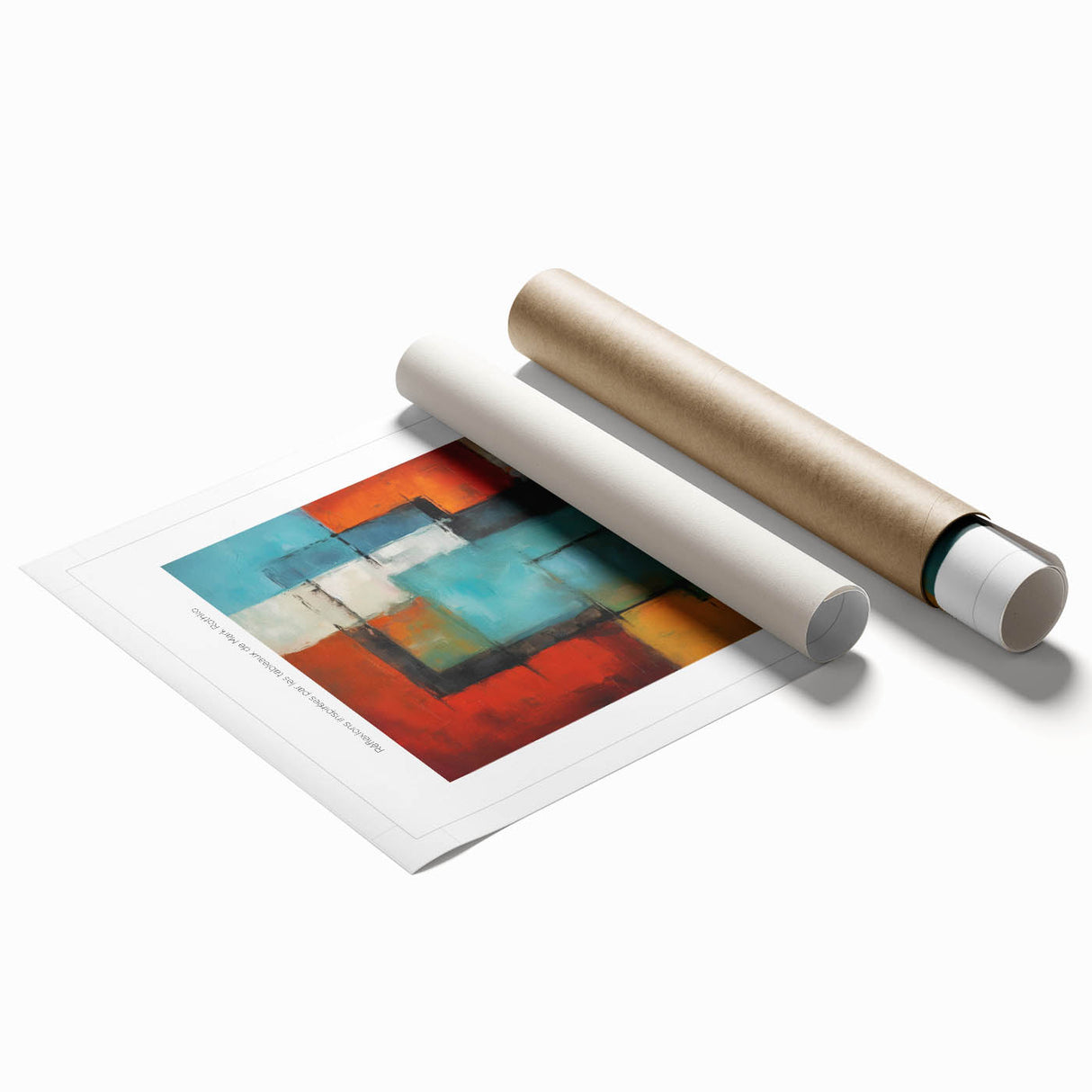 Extra large rolled print featuring a modern, abstract floral design in muted earth tones, ideal for classy bathroom wall art.