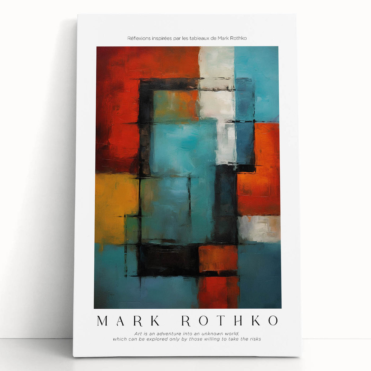 Large black and white abstract canvas featuring minimalist Rothko-inspired design.