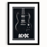 AC/DC Guitar Poster - Black SG Guitar Vintage Wall Art