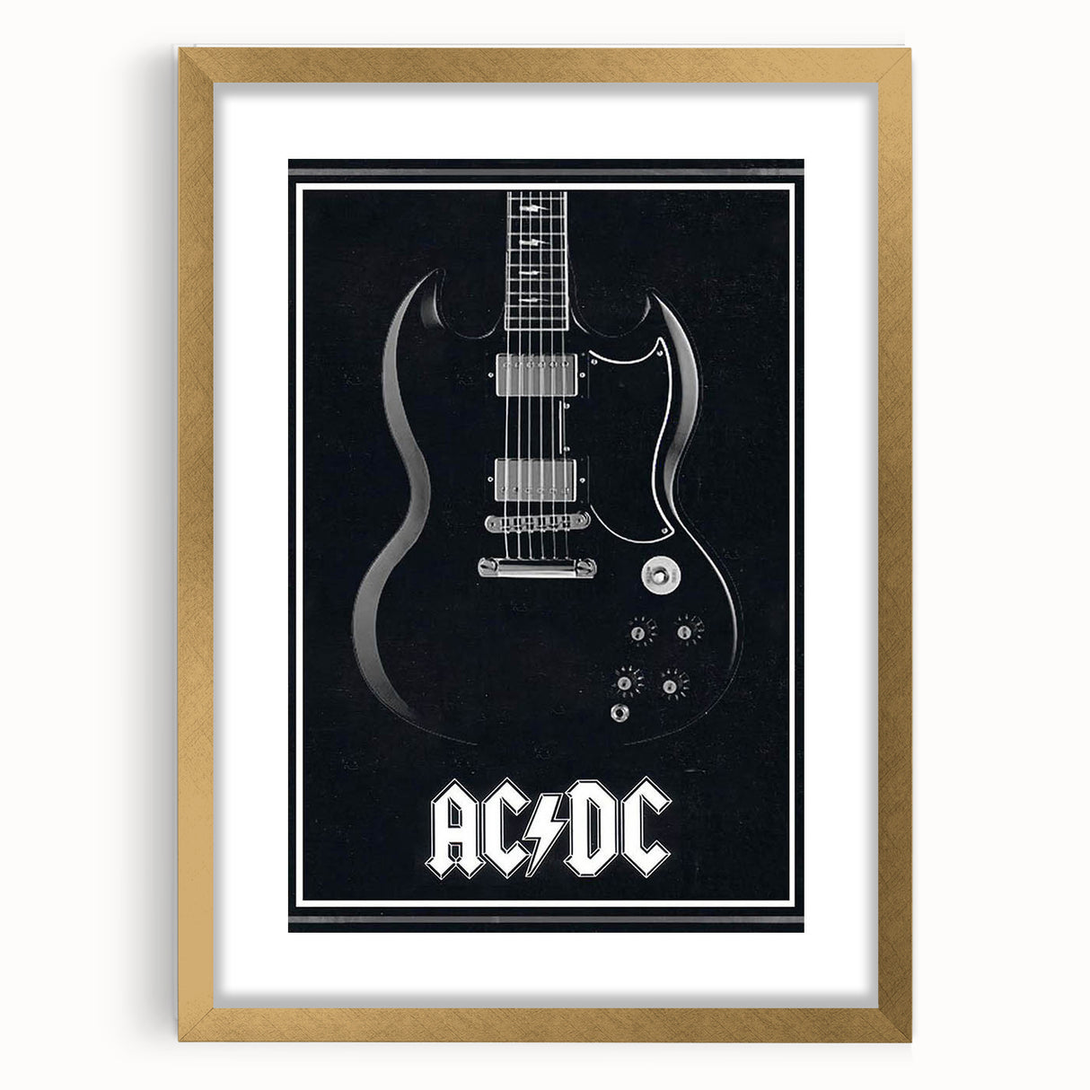AC/DC Guitar Poster - Black SG Guitar Vintage Wall Art