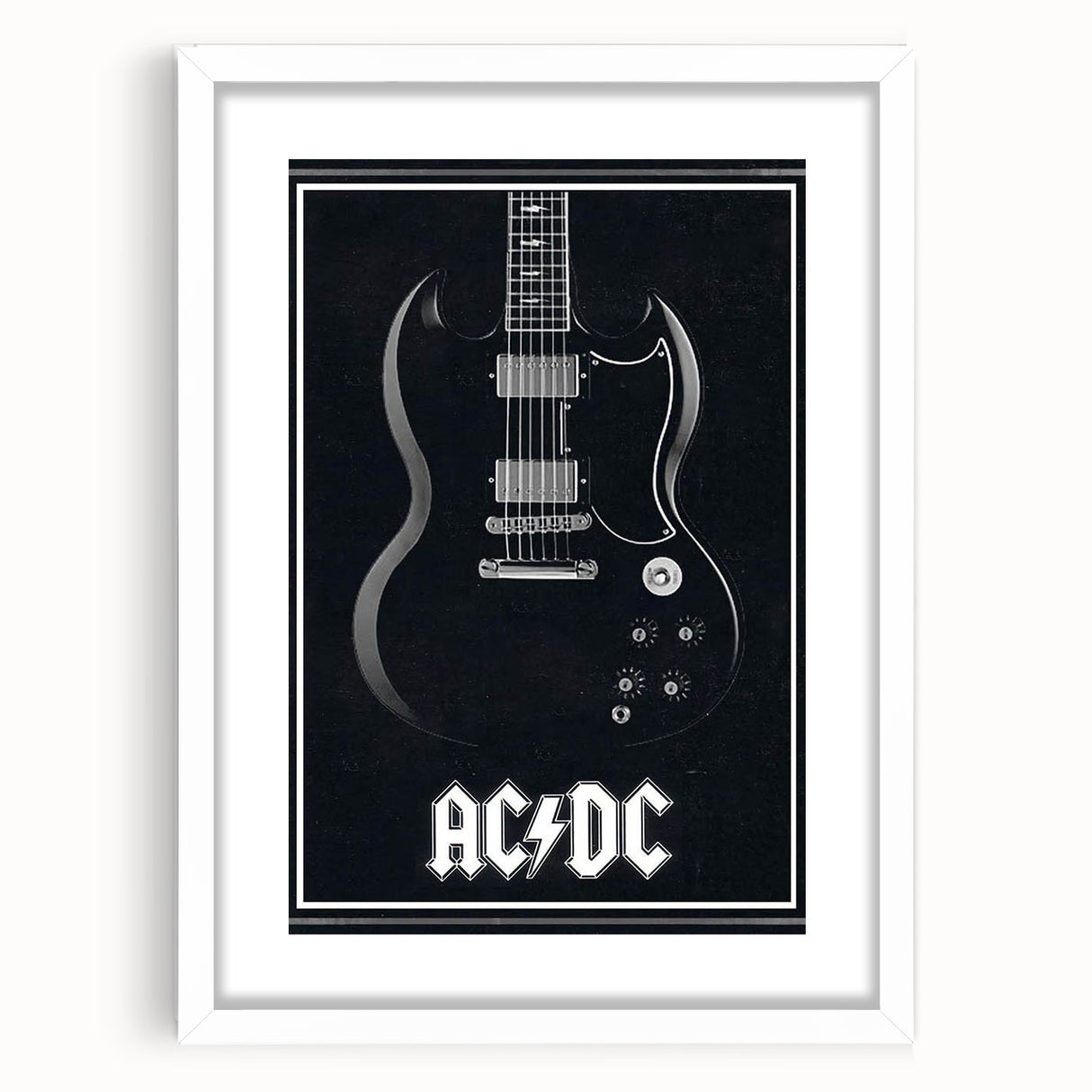 AC/DC Guitar Poster - Black SG Guitar Vintage Wall Art