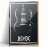 AC/DC Guitar Poster - Black SG Guitar Vintage Wall Art