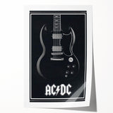 AC/DC Guitar Poster - Black SG Guitar Vintage Wall Art
