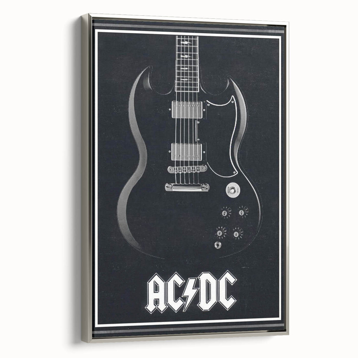 AC/DC Guitar Poster - Black SG Guitar Vintage Wall Art