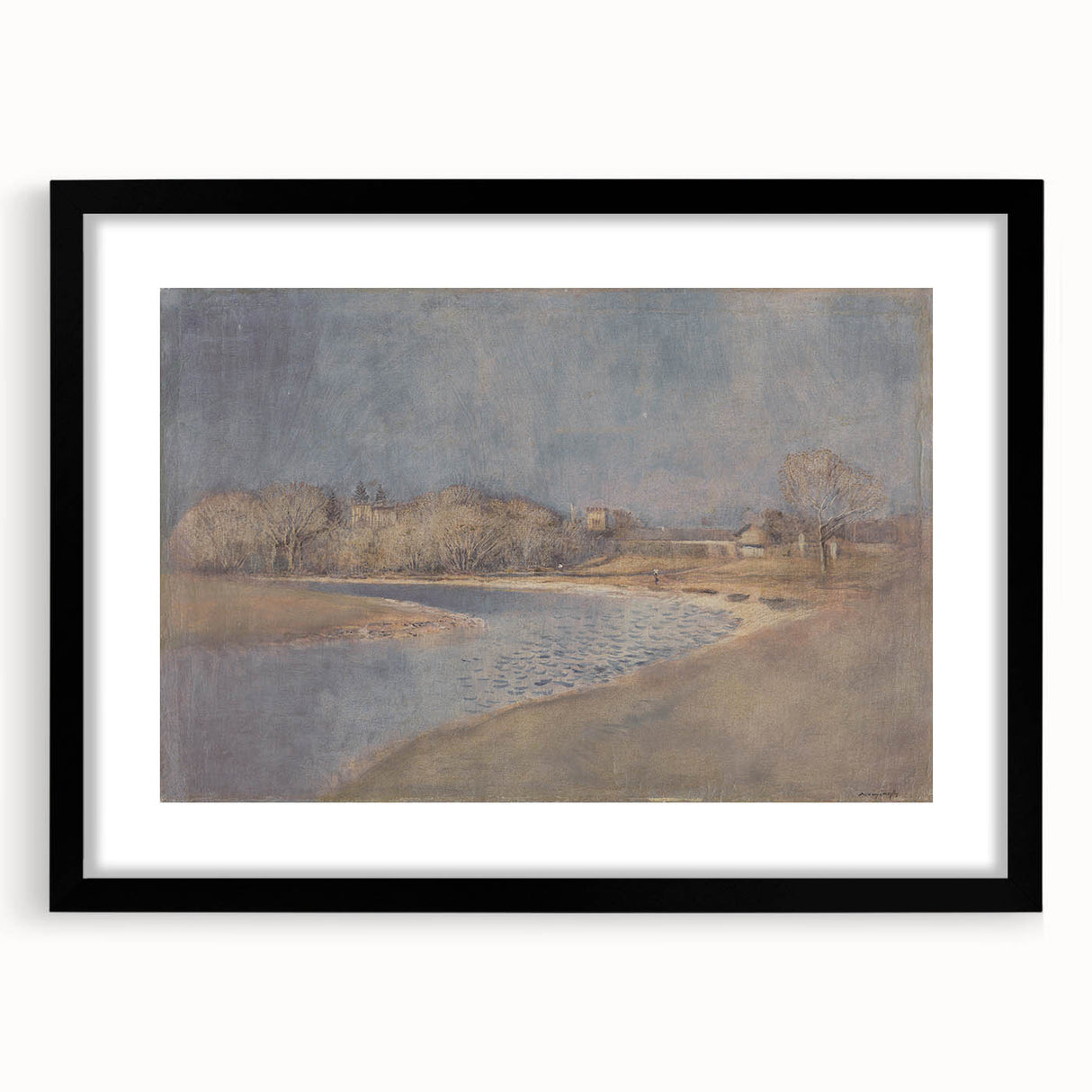 Classical Realism Art Print – Serene Landscape by the Water