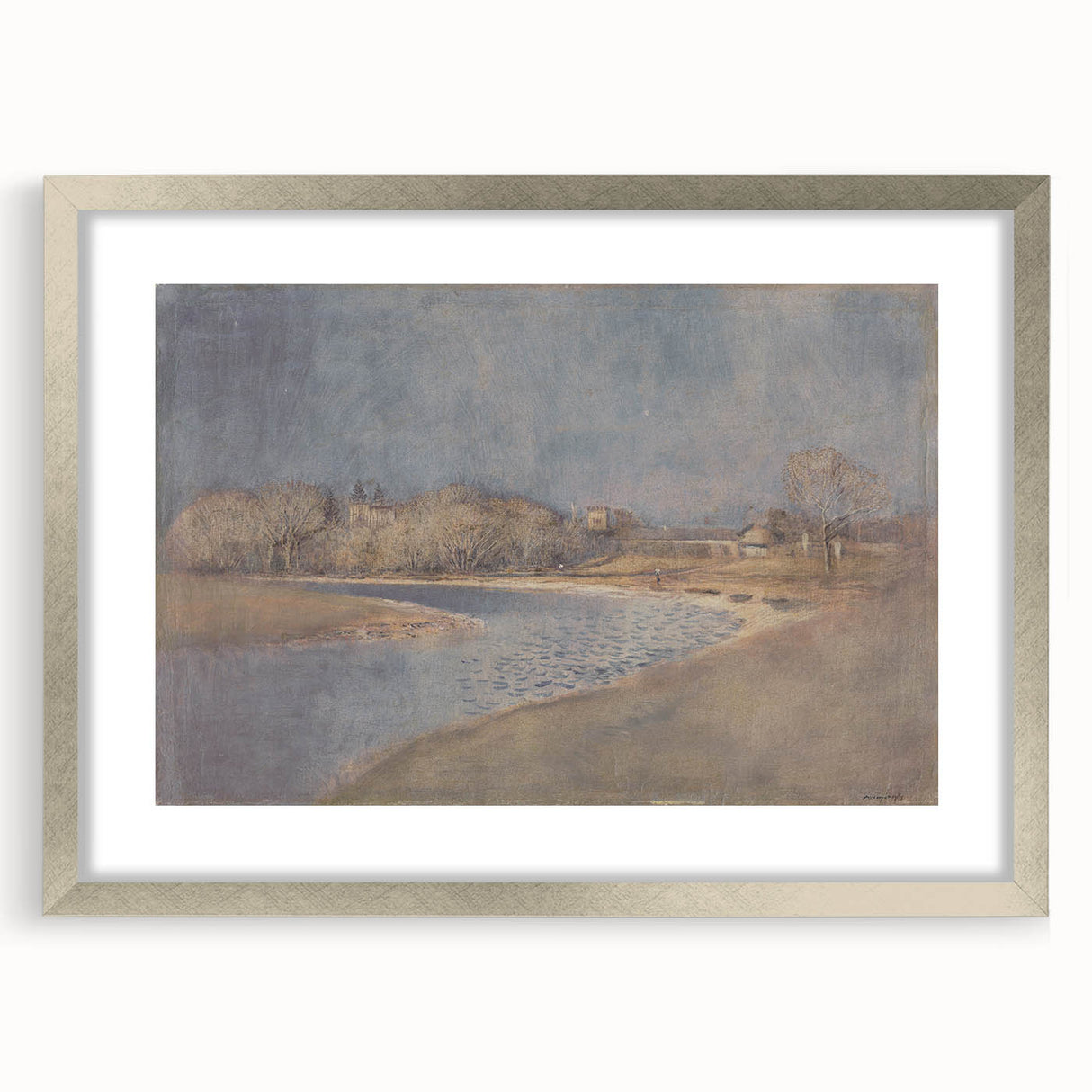 Classical Realism Art Print – Serene Landscape by the Water