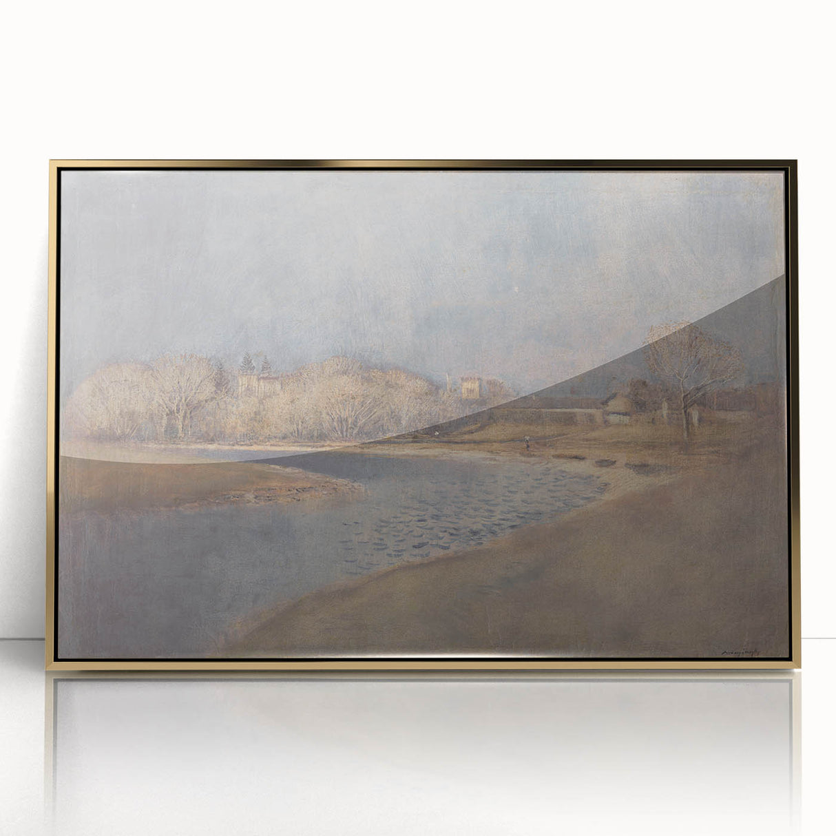 Classical Realism Art Print – Serene Landscape by the Water