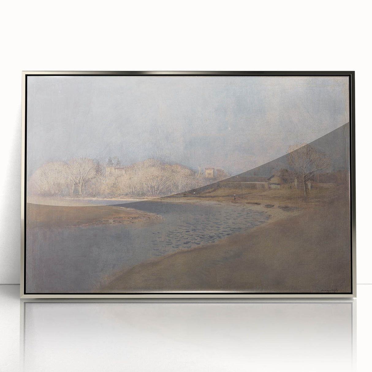 Classical Realism Art Print – Serene Landscape by the Water