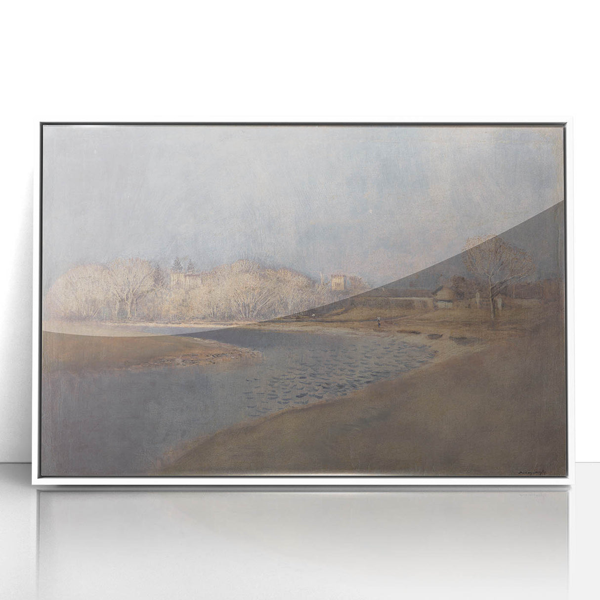 Classical Realism Art Print – Serene Landscape by the Water