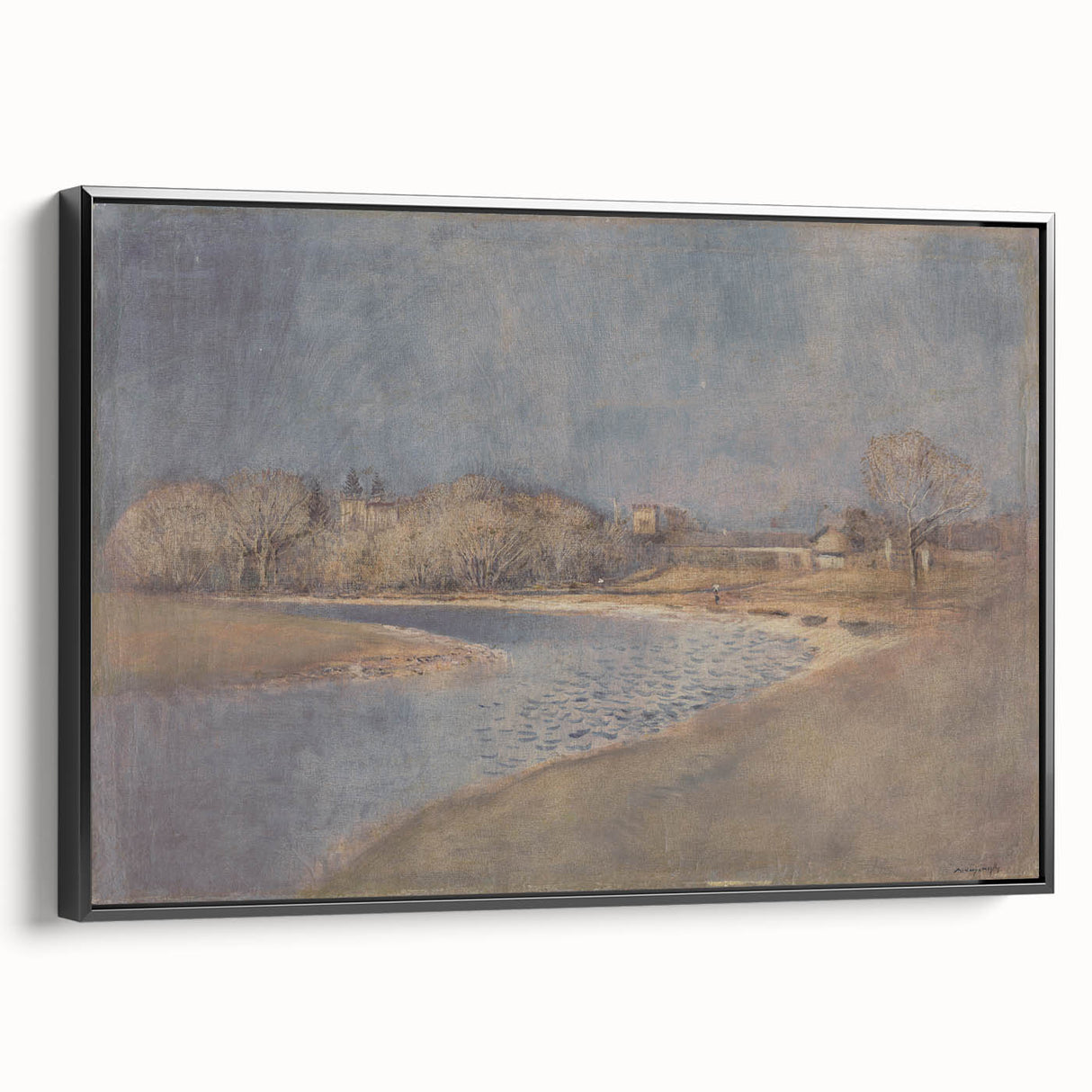 Classical Realism Art Print – Serene Landscape by the Water