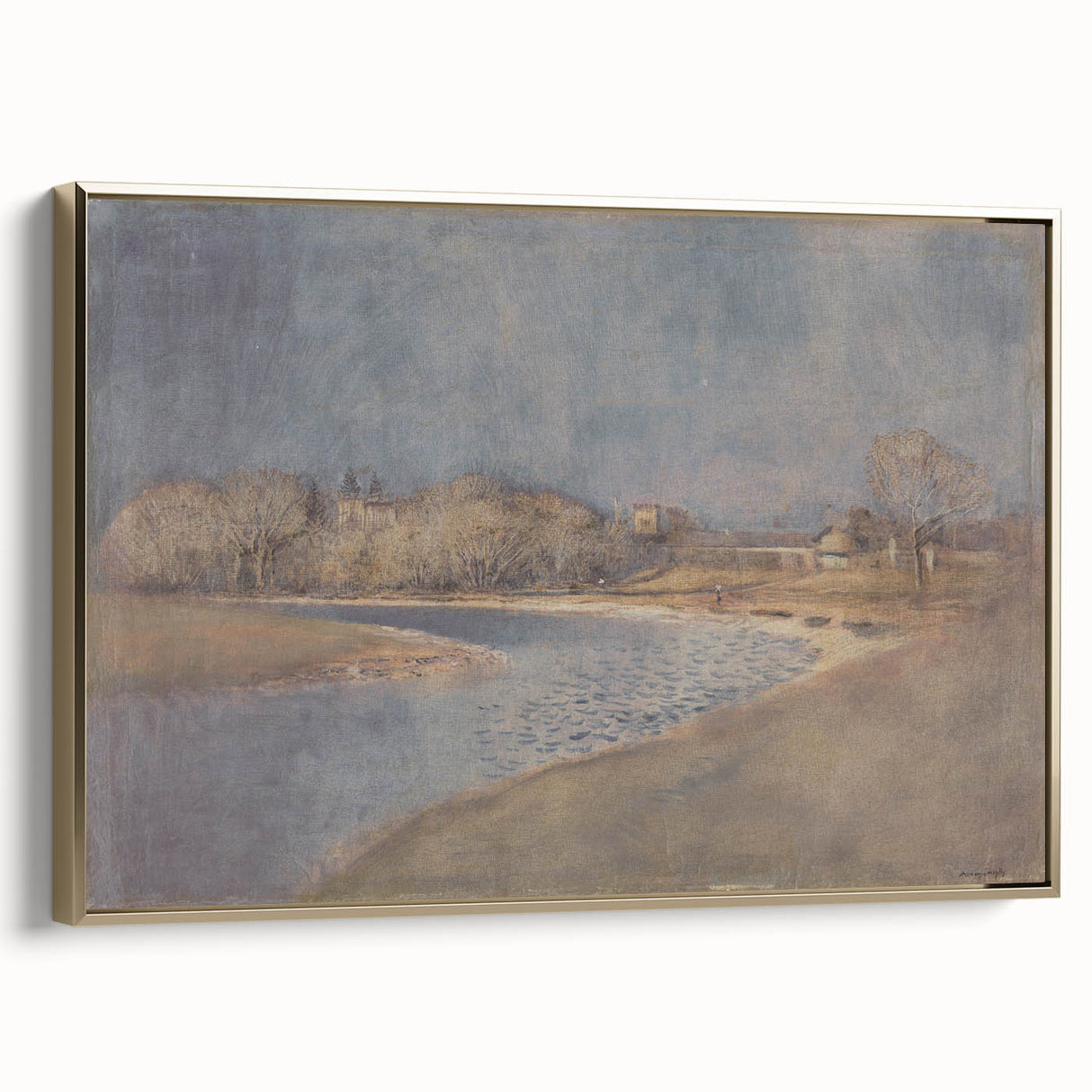 Classical Realism Art Print – Serene Landscape by the Water