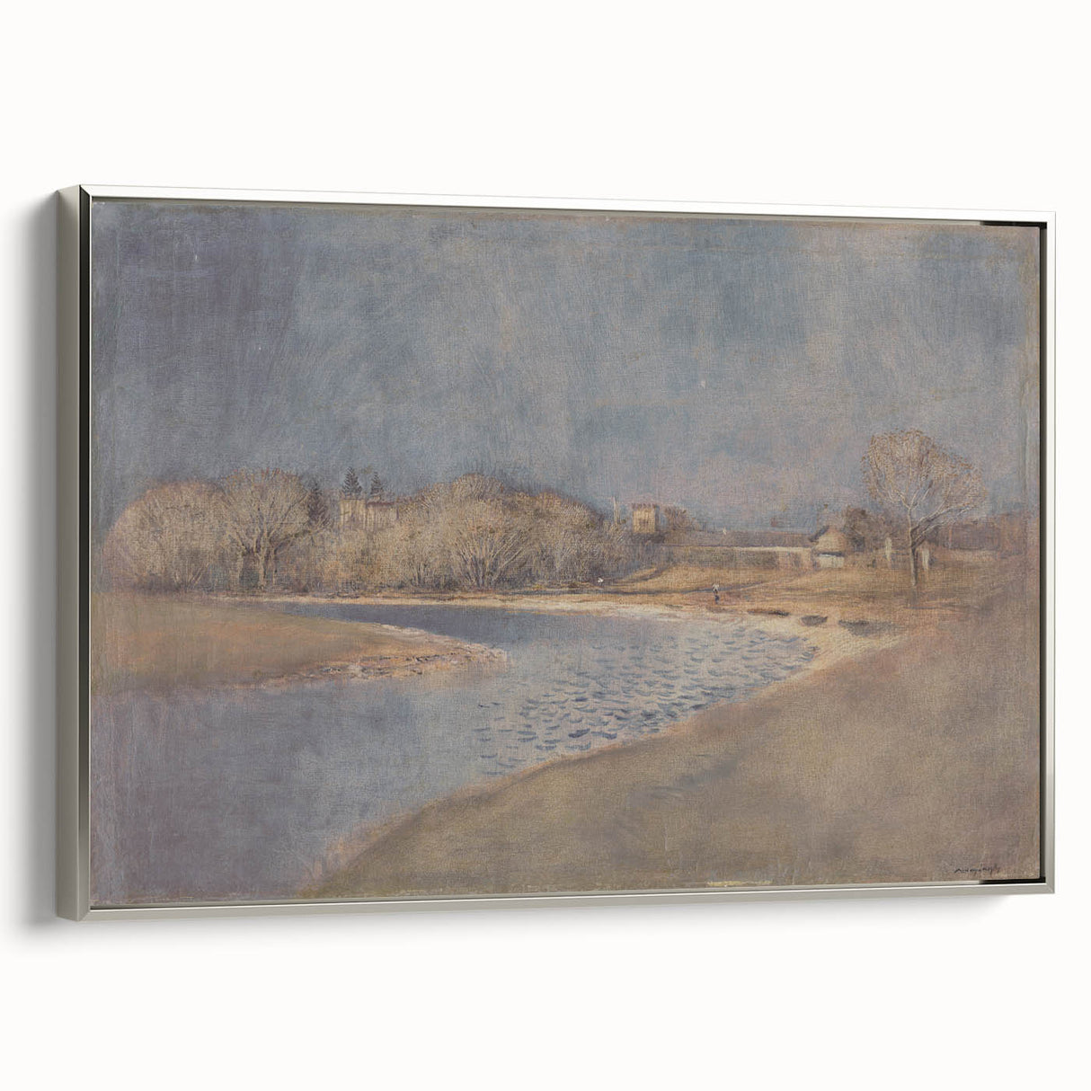 Classical Realism Art Print – Serene Landscape by the Water