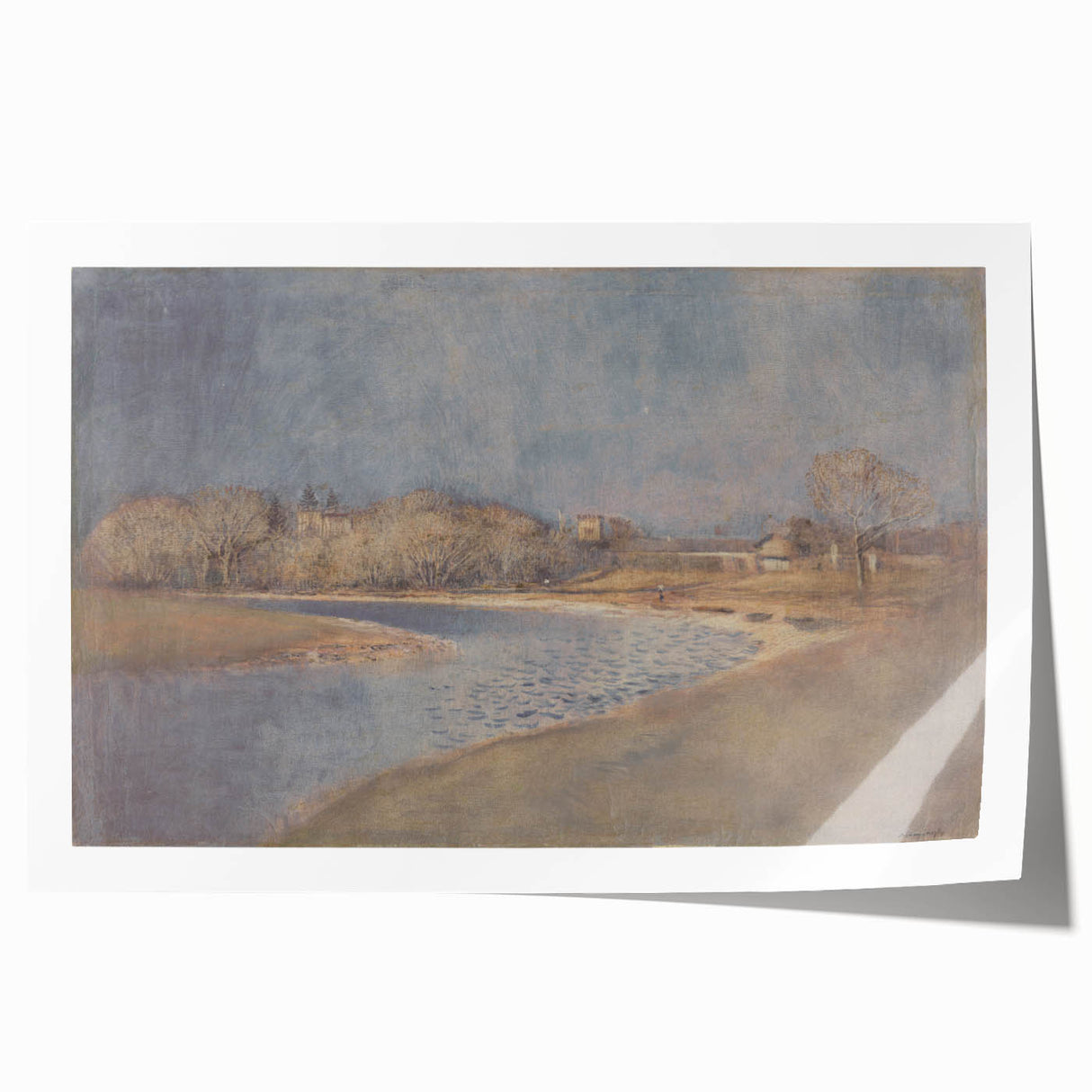 Classical Realism Art Print – Serene Landscape by the Water