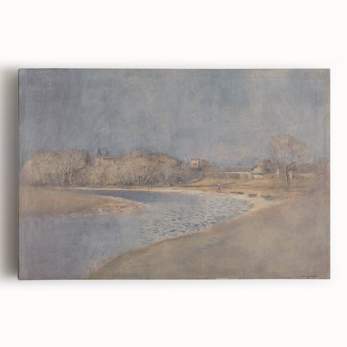 Classical Realism Art Print – Serene Landscape by the Water