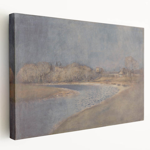 Classical Realism Art Print – Serene Landscape by the Water