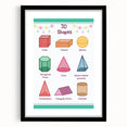 3D Shapes Kids Educational Wall Art – Learning Poster