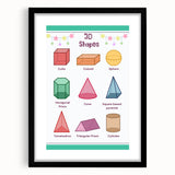 3D Shapes Kids Educational Wall Art – Learning Poster