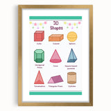 3D Shapes Kids Educational Wall Art – Learning Poster