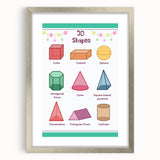 3D Shapes Kids Educational Wall Art – Learning Poster