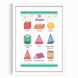 3D Shapes Kids Educational Wall Art – Learning Poster