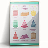 3D Shapes Kids Educational Wall Art – Learning Poster