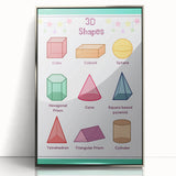 3D Shapes Kids Educational Wall Art – Learning Poster