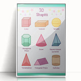 3D Shapes Kids Educational Wall Art – Learning Poster