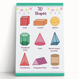 3D Shapes Kids Educational Wall Art – Learning Poster