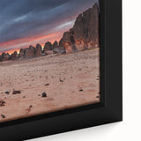 Extra large framed canvas featuring a textured, colorful depiction of an Algerian landscape, ideal for living room decor.